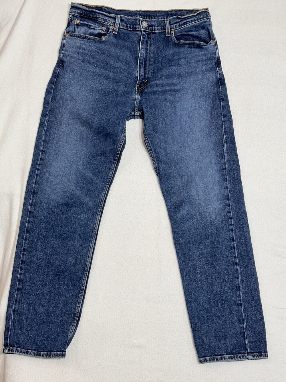 Levis 505 Jeans Mens 38x32 Blue Denim Regular Straight Stretch Western Retro